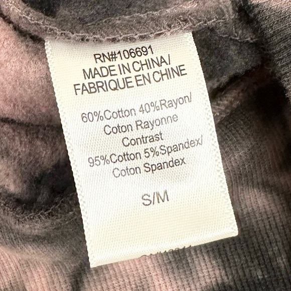 Young Fabulous & Broke Raissa Pink Black Tie Die Hoodie Snap Button Sleeves - Picture 11 of 12